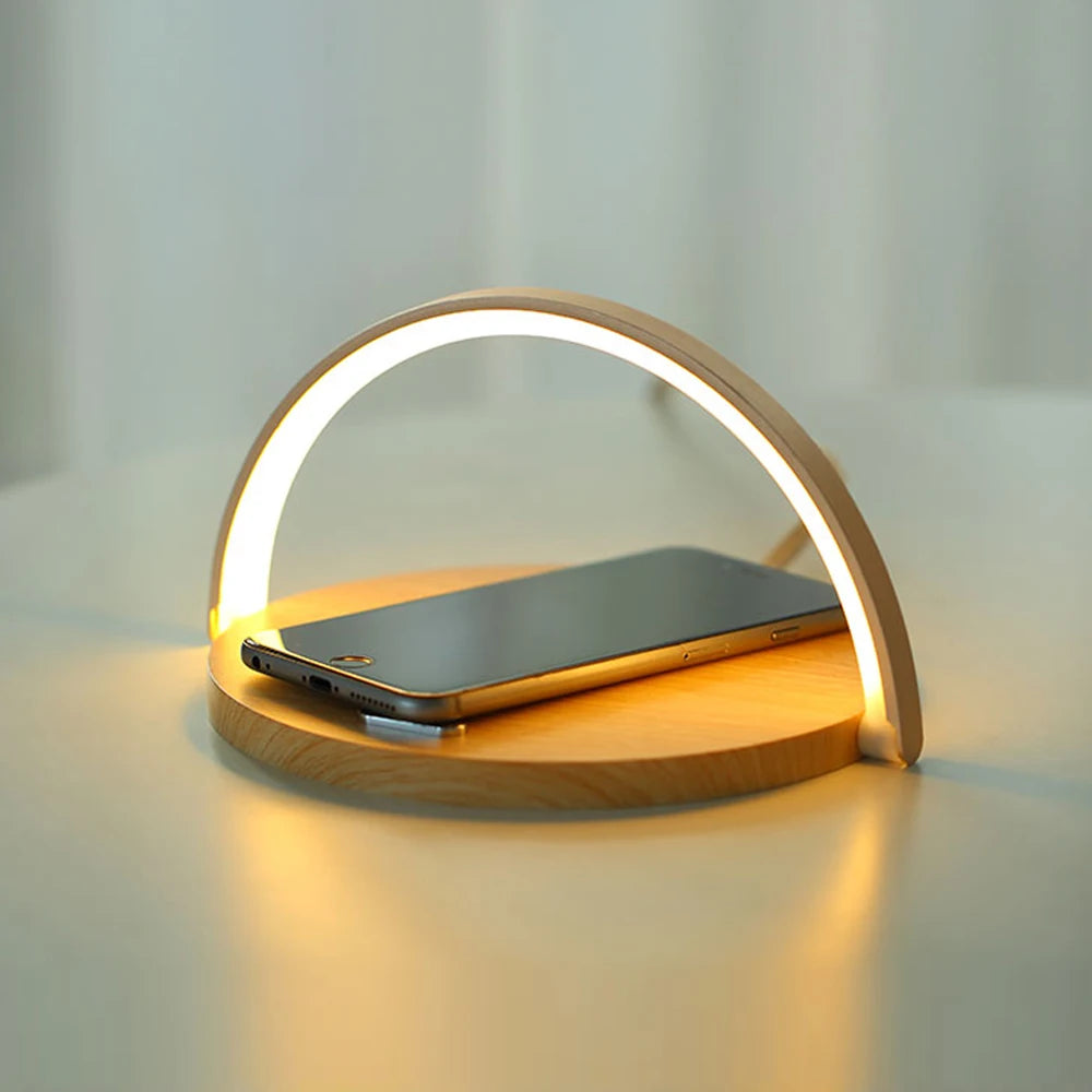 Qi wireless charging LED desk lamp